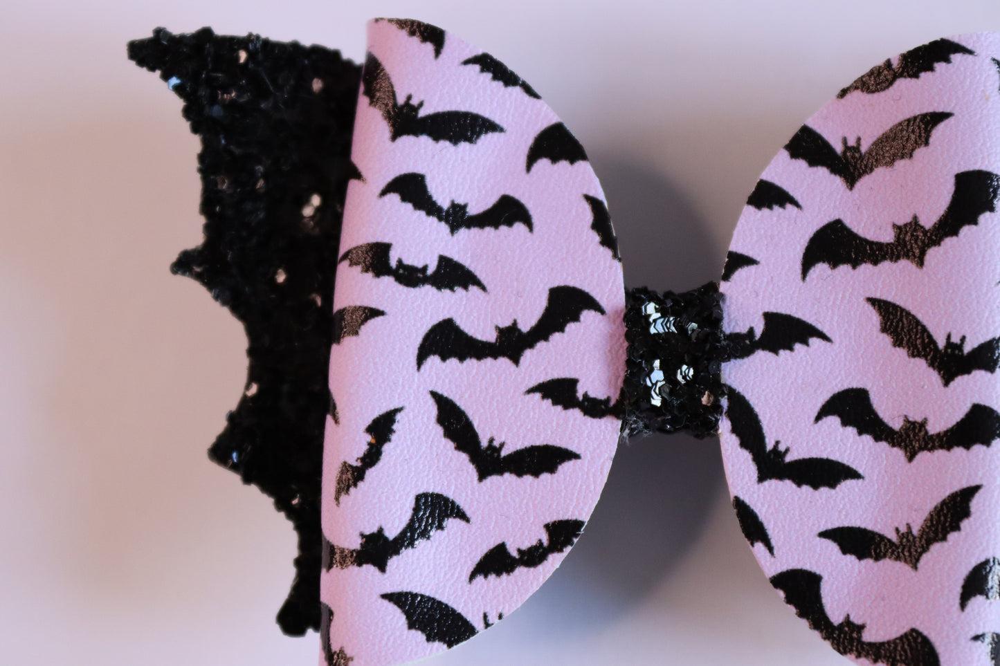 Purple Bats Faux Leather Hair Bow