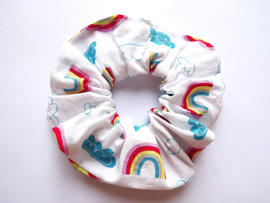 Rainbows And Clouds Hair Scrunchie