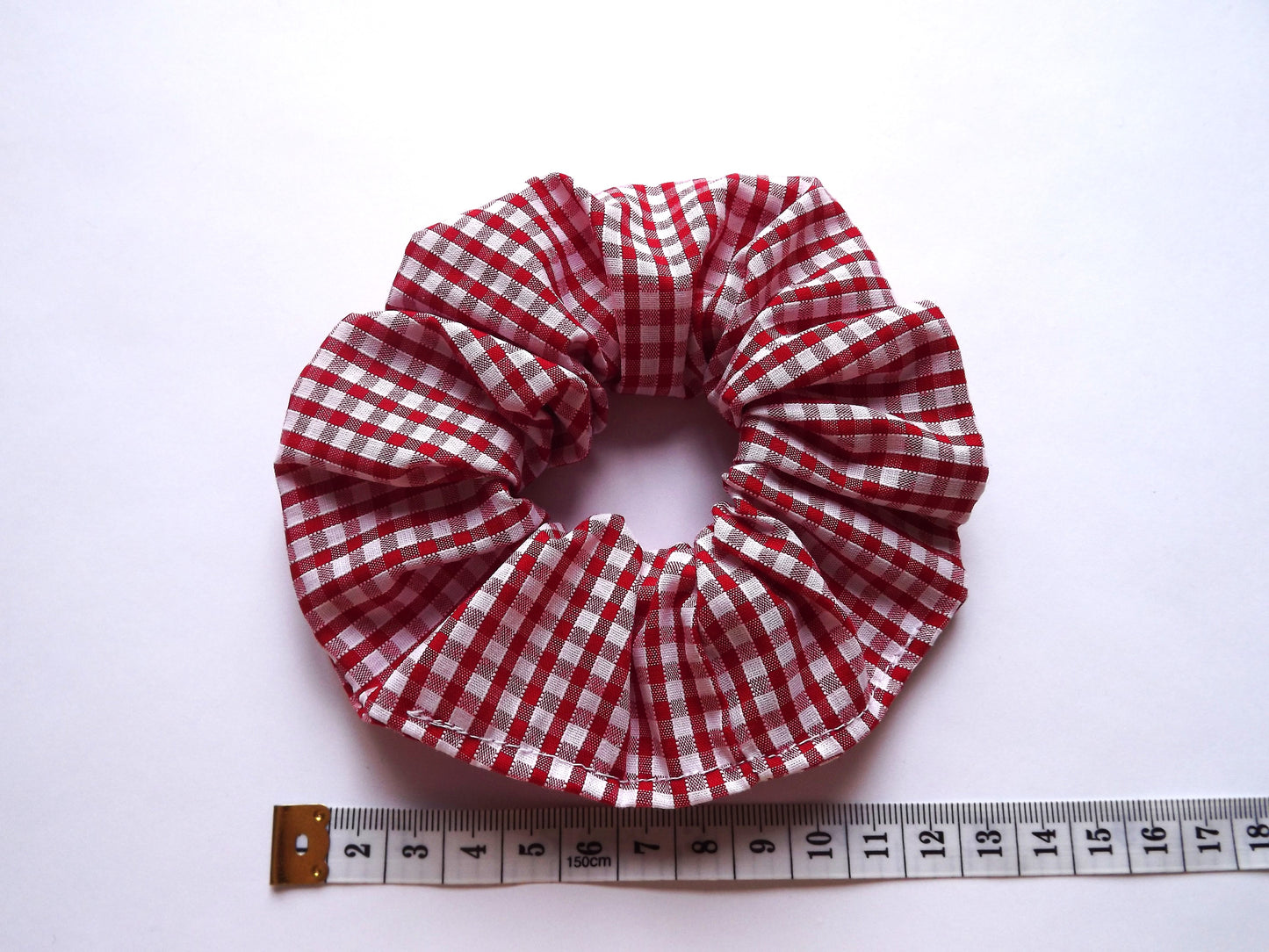 Red Gingham Hair Scrunchie - Small And Large Print