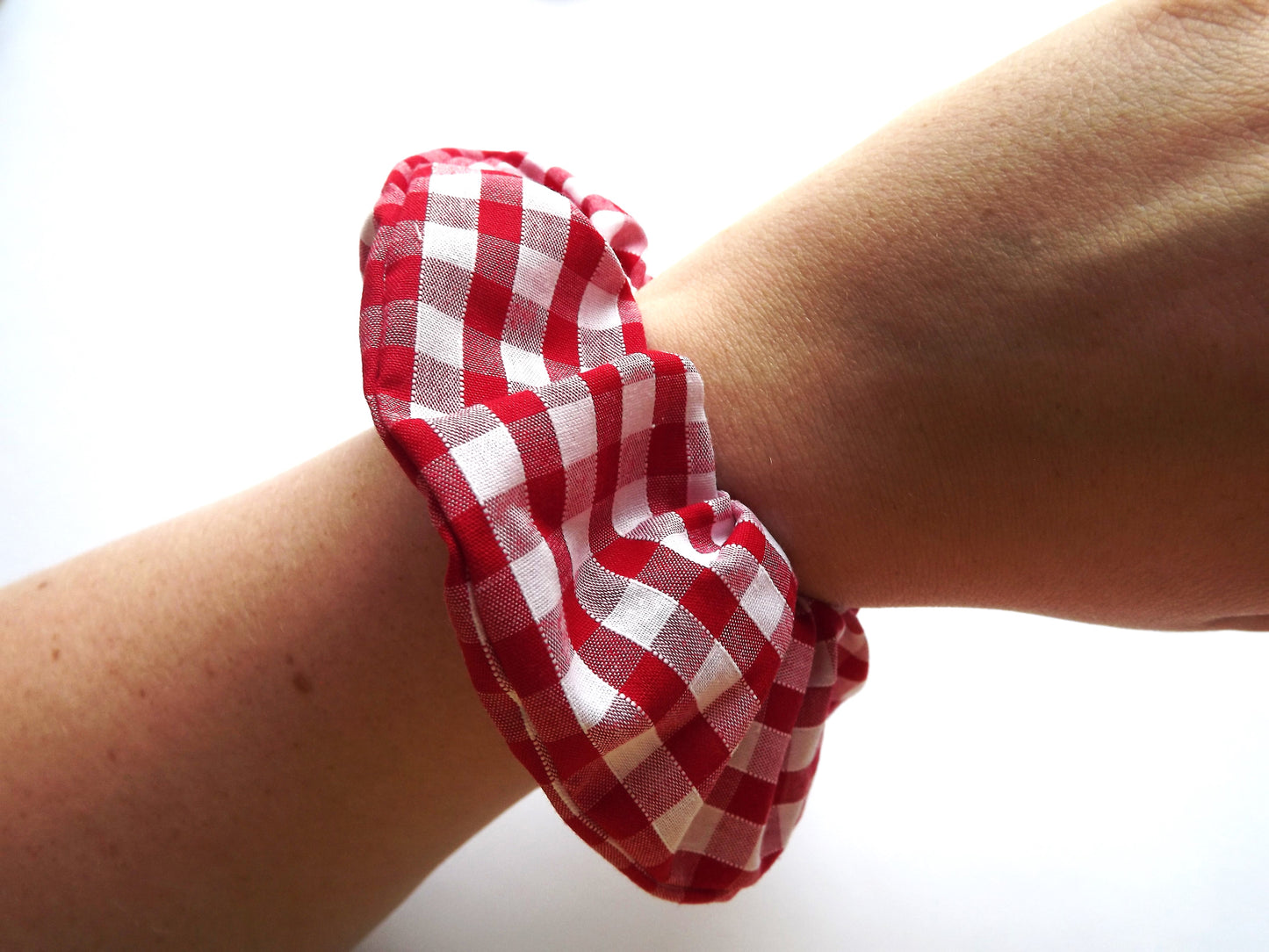 Red Gingham Hair Scrunchie - Small And Large Print