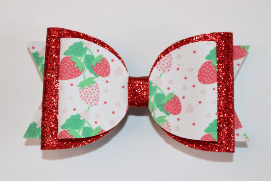 Strawberry Faux Leather Hair Bow