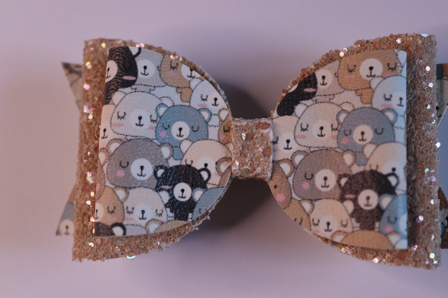 Teddy Bear Faux Leather Hair Bow