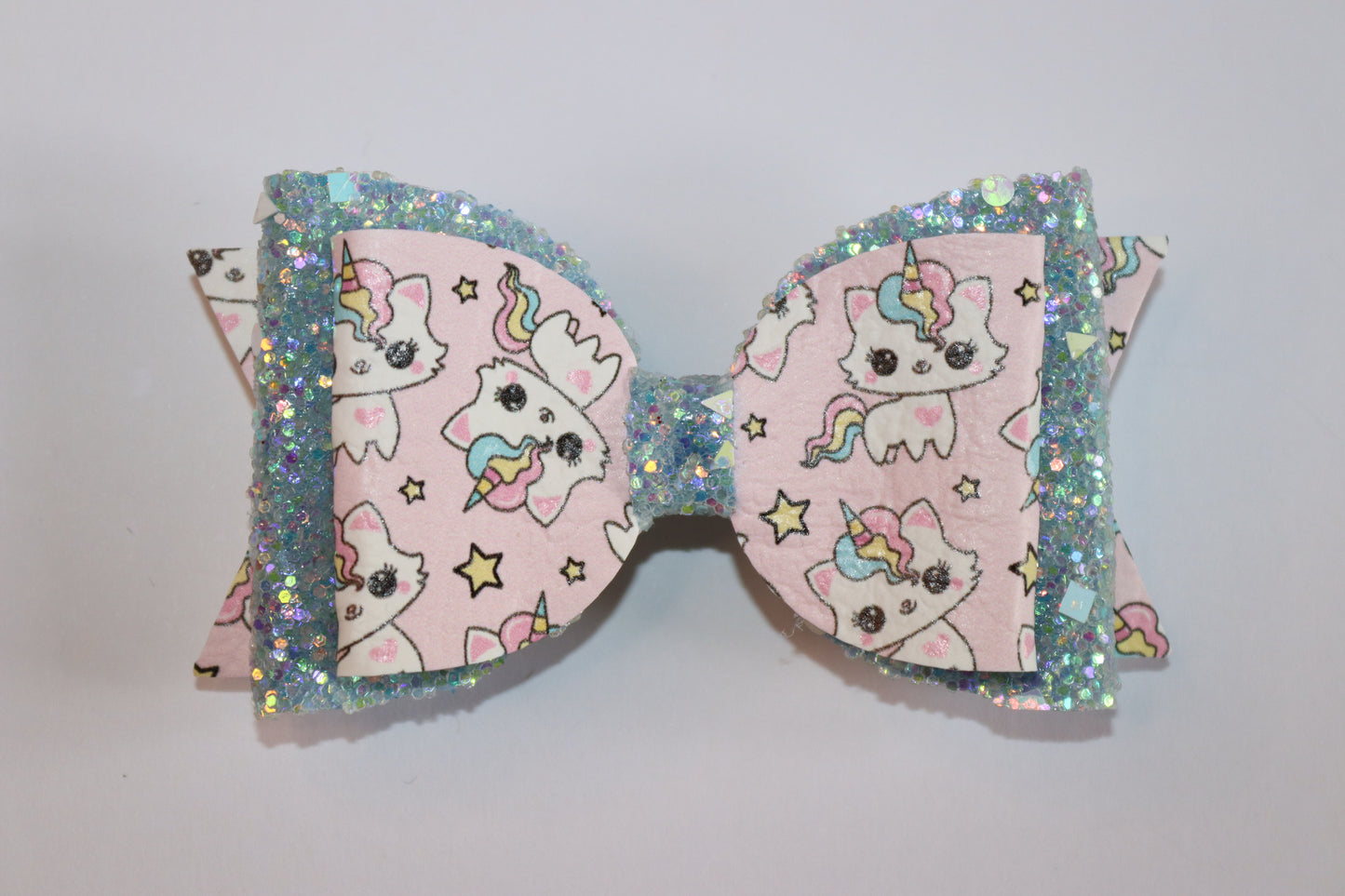 Unicorn Cat Faux Leather Hair Bow