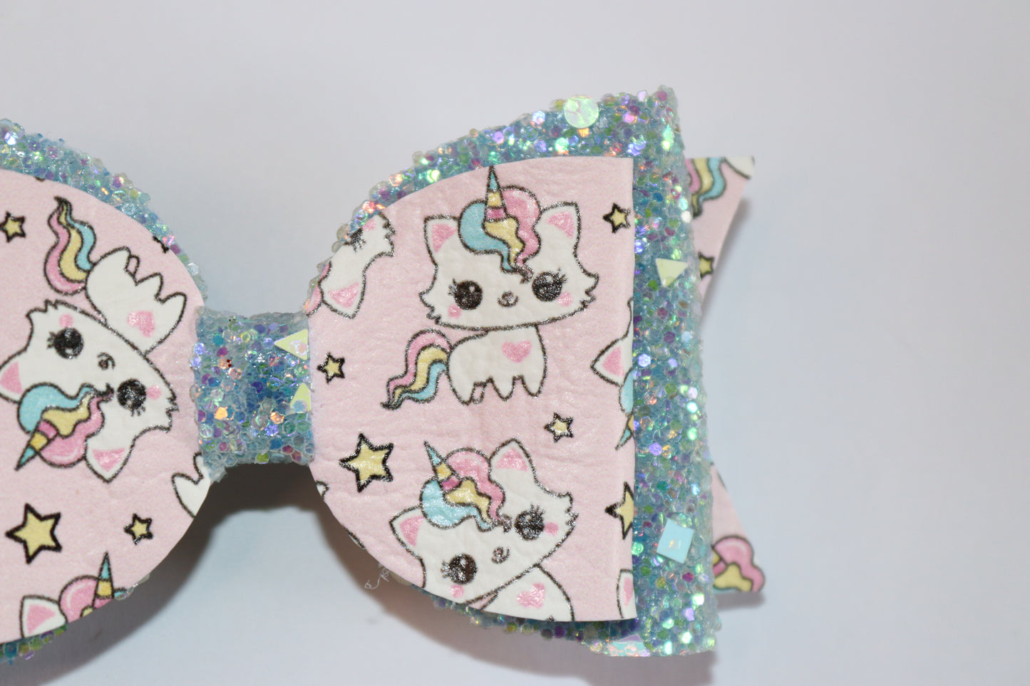 Unicorn Cat Faux Leather Hair Bow