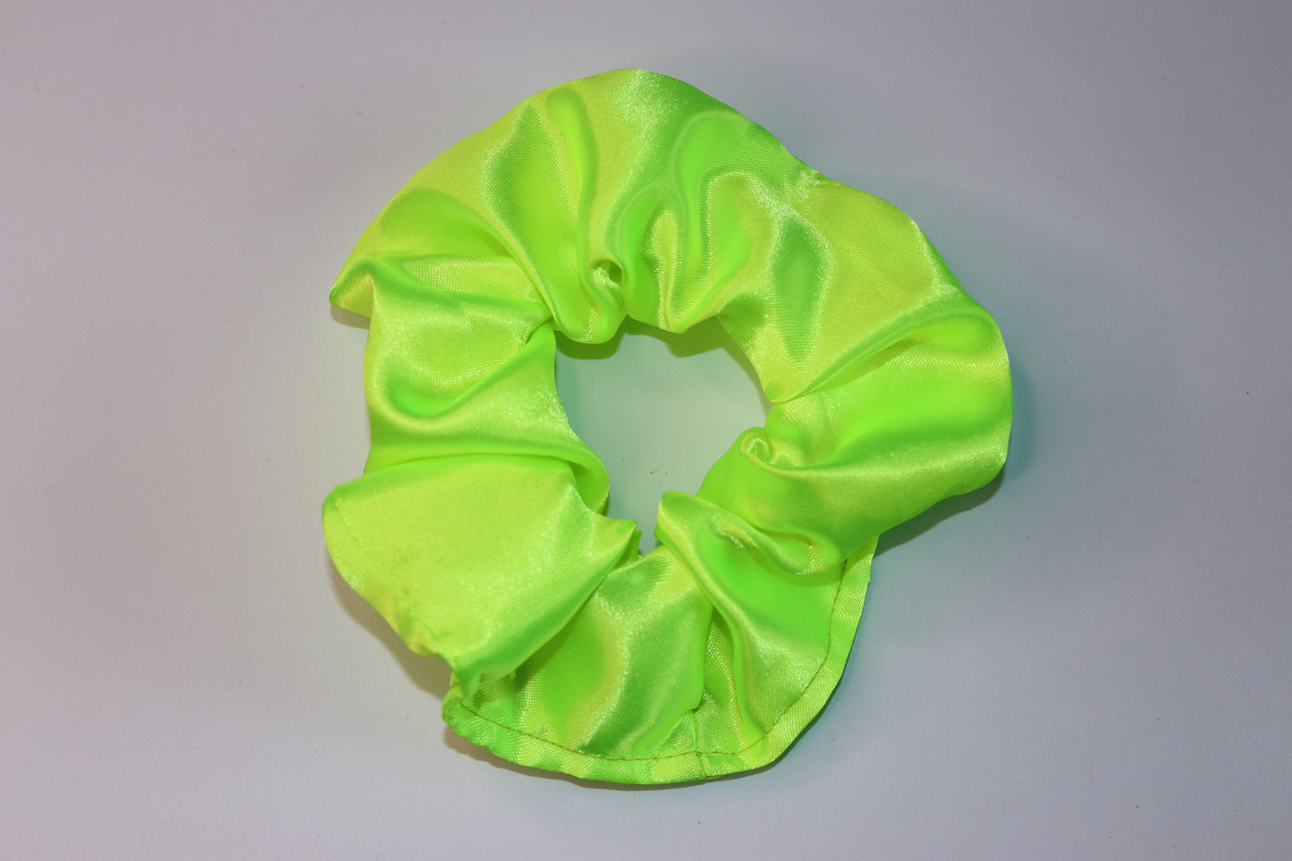 Neon Yellow Silky Satin Hair Scrunchie