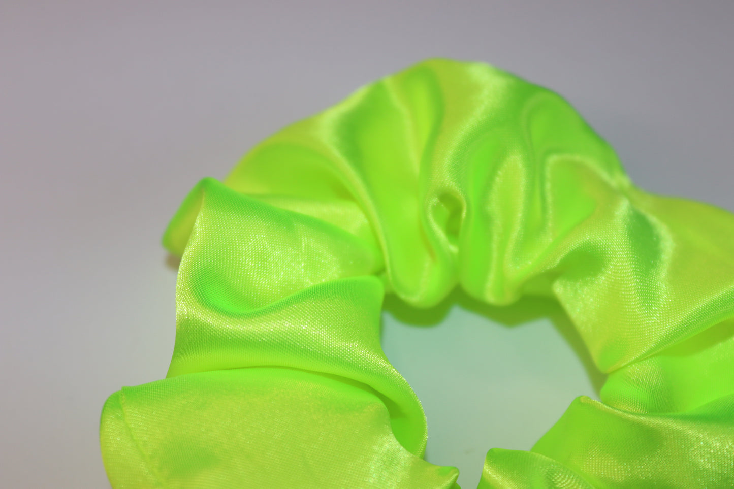 Neon Yellow Silky Satin Hair Scrunchie