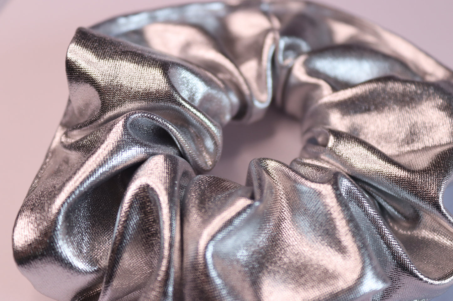 Liquid Metal Silver Hair Scrunchie